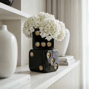 Abacus Black & Gold Decorative Dice Vase