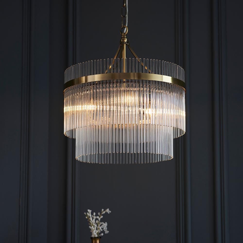 Abella 3 Light Gold & Glass Pendant Ceiling Light