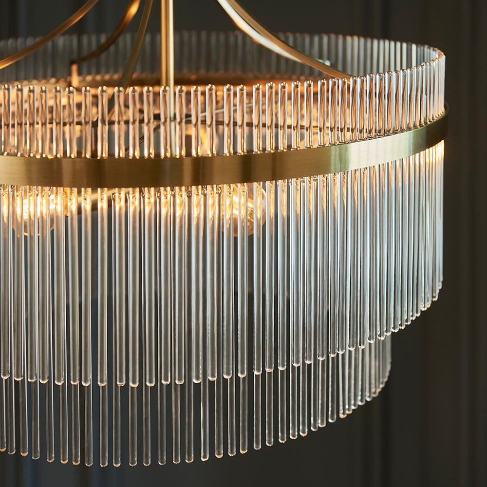 Abella 5 Light Gold & Glass Pendant Ceiling Light