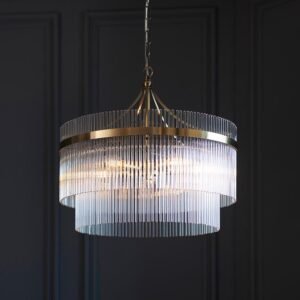 Abella 5 Light Gold & Glass Pendant Ceiling Light