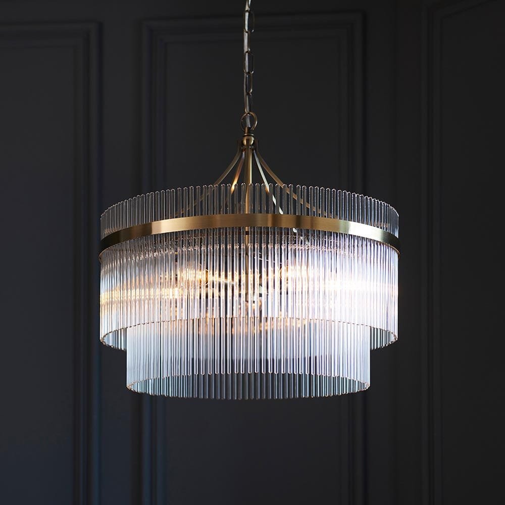 Abella 5 Light Gold & Glass Pendant Ceiling Light