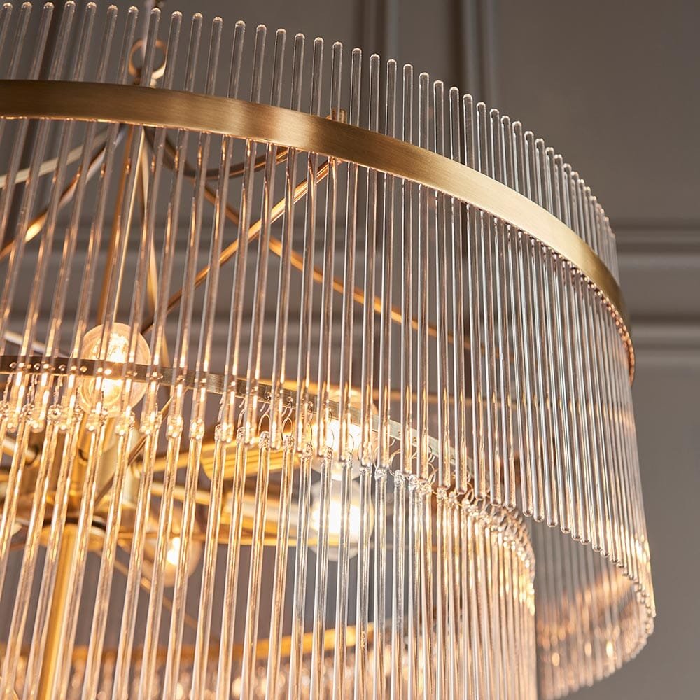 Abella Large Light Gold 16 Light Tiered Pendant Ceiling Light