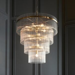 Abella Large Light Gold 16 Light Tiered Pendant Ceiling Light