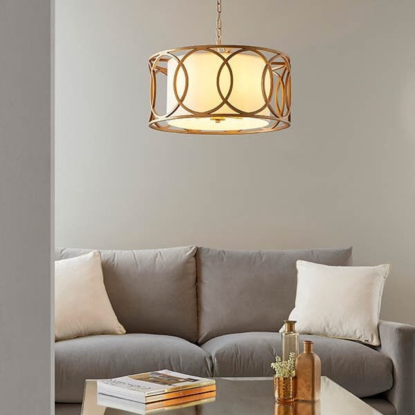 Acadia Gold Pendant Ceiling Light with White Shade