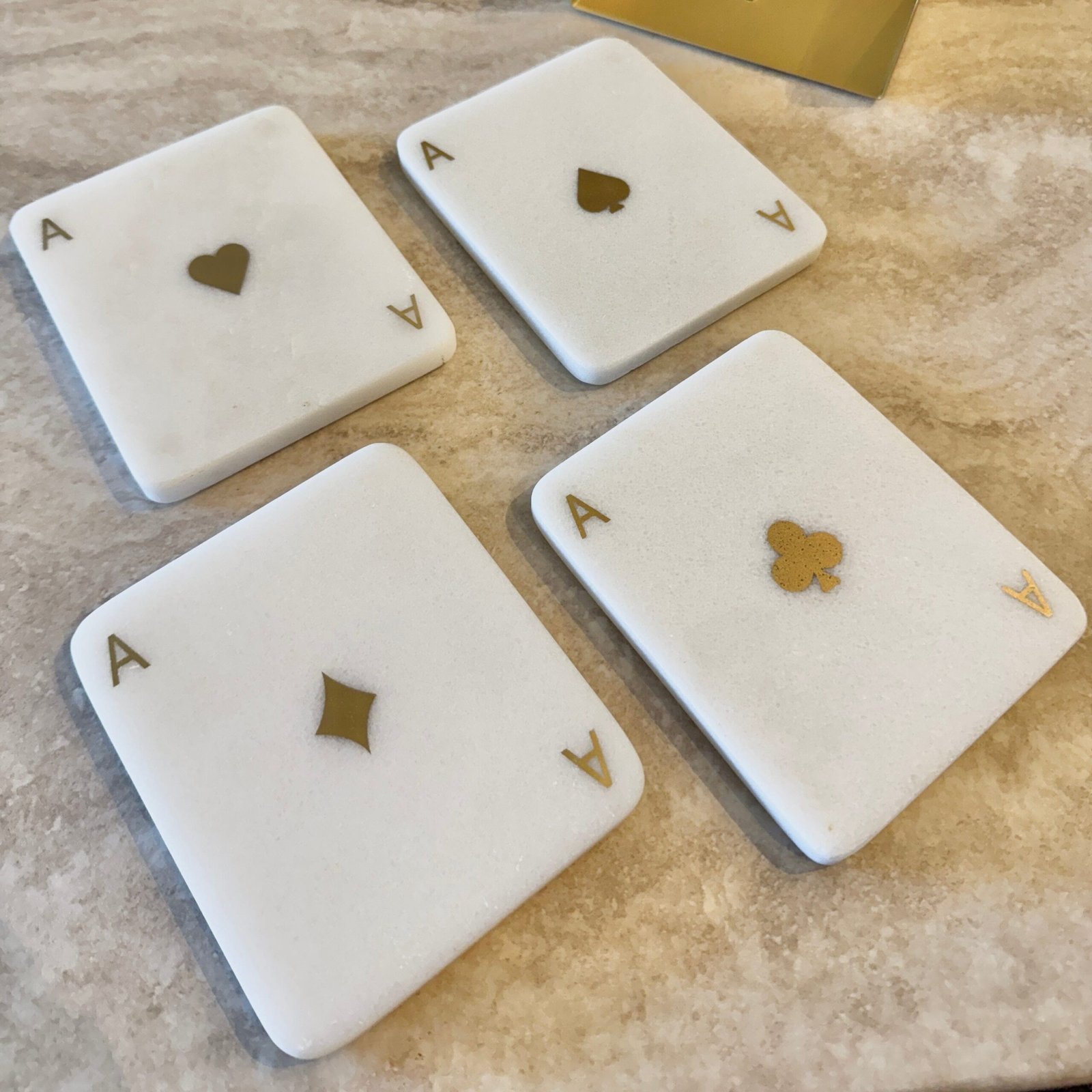 Ace Marble & Gold Coasters - Set of 4