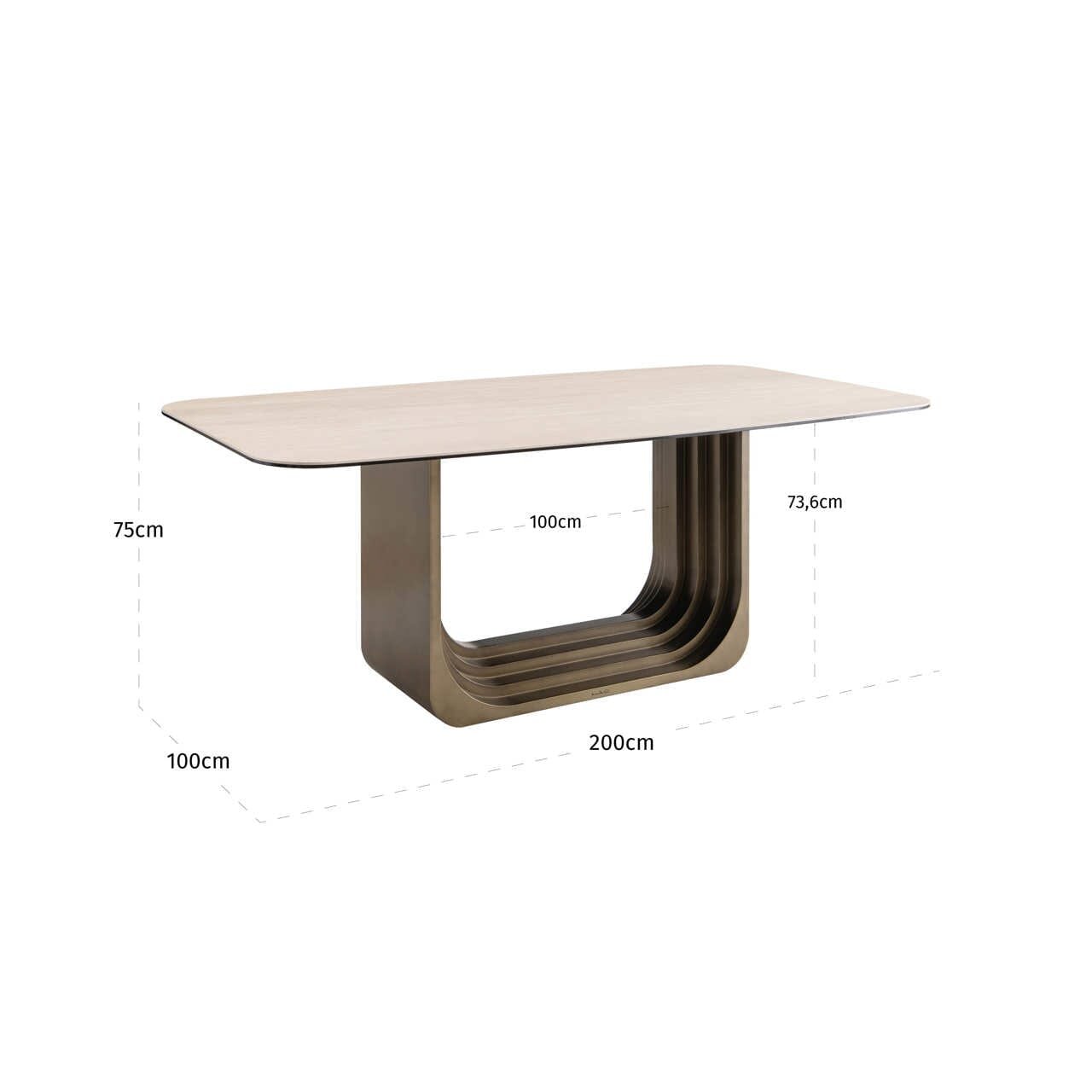Addie Light Gold Dining Table with Ceramic Top