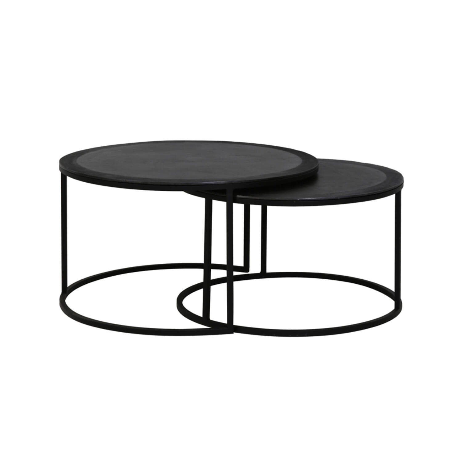 Adele Black Round Nested Metal Coffee Tables - Set of 2