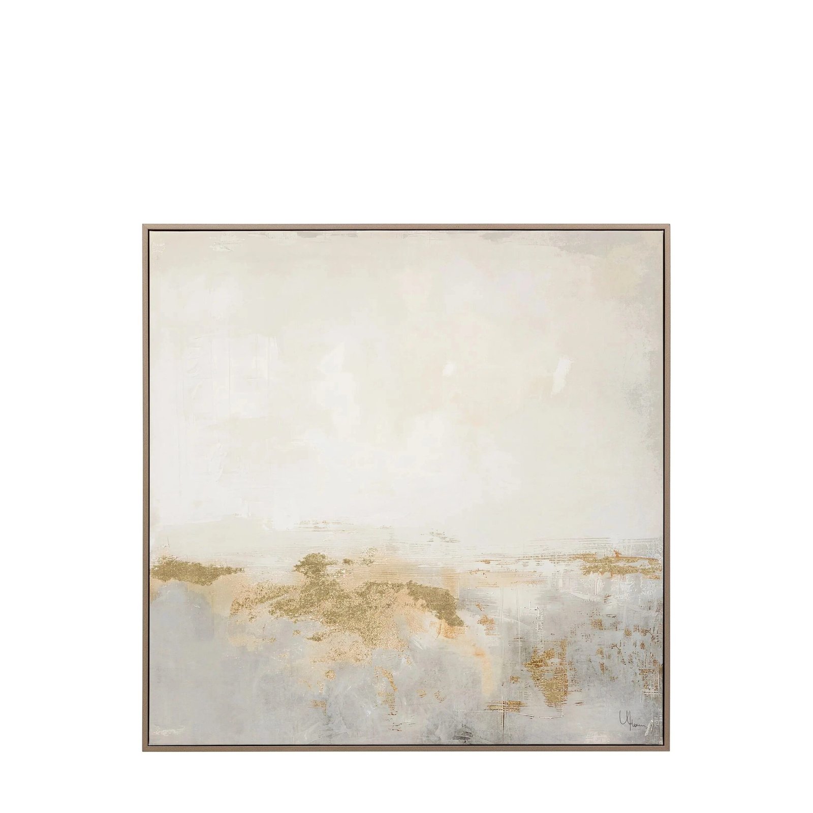 Adele Neutral & Gold Metallic Framed Canvas Wall Art