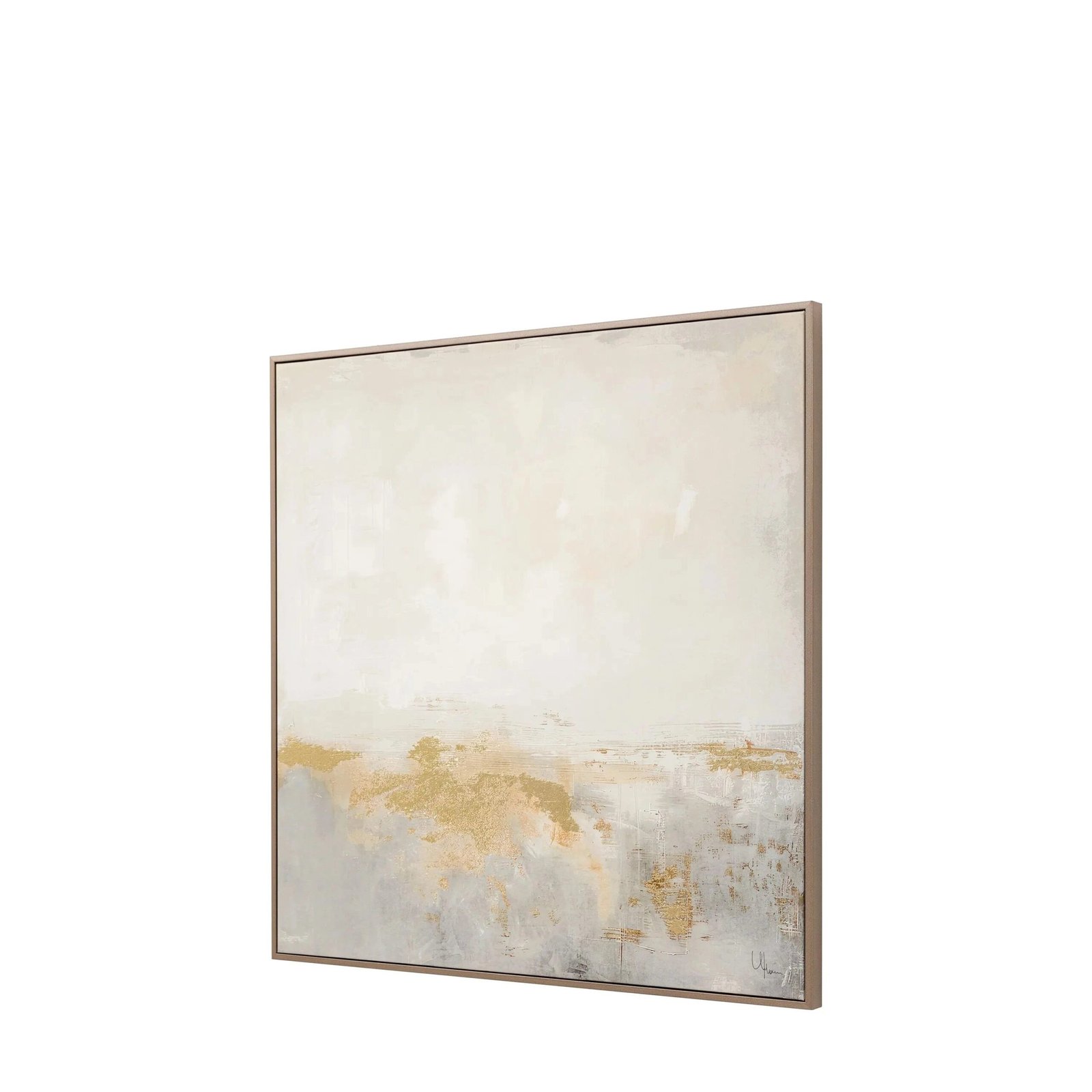 Adele Neutral & Gold Metallic Framed Canvas Wall Art