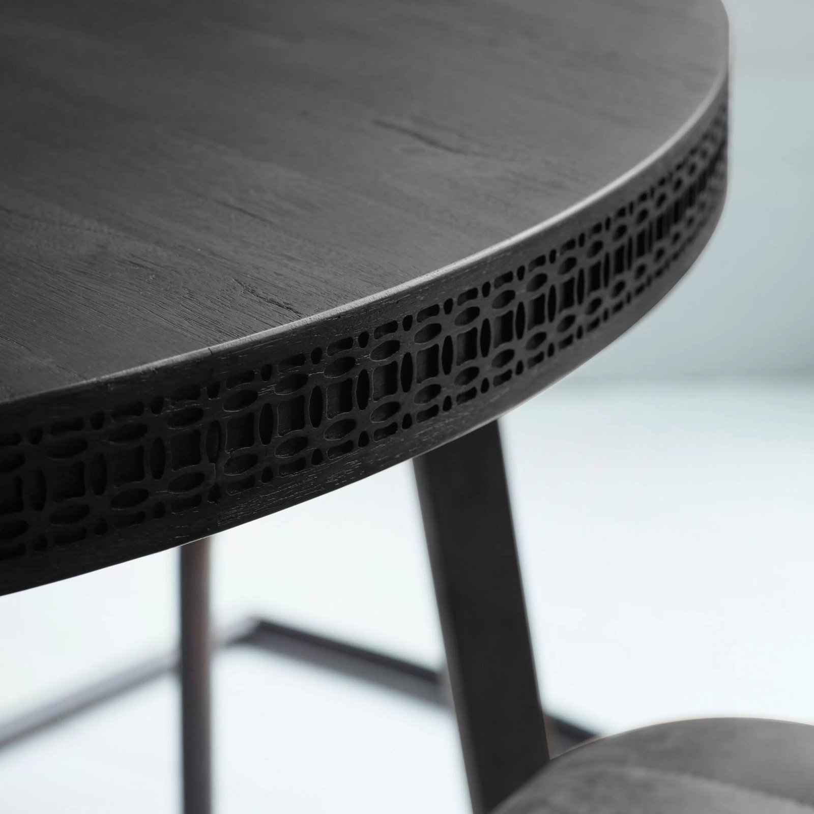 Adelyn Round Black Wooden Dining Table