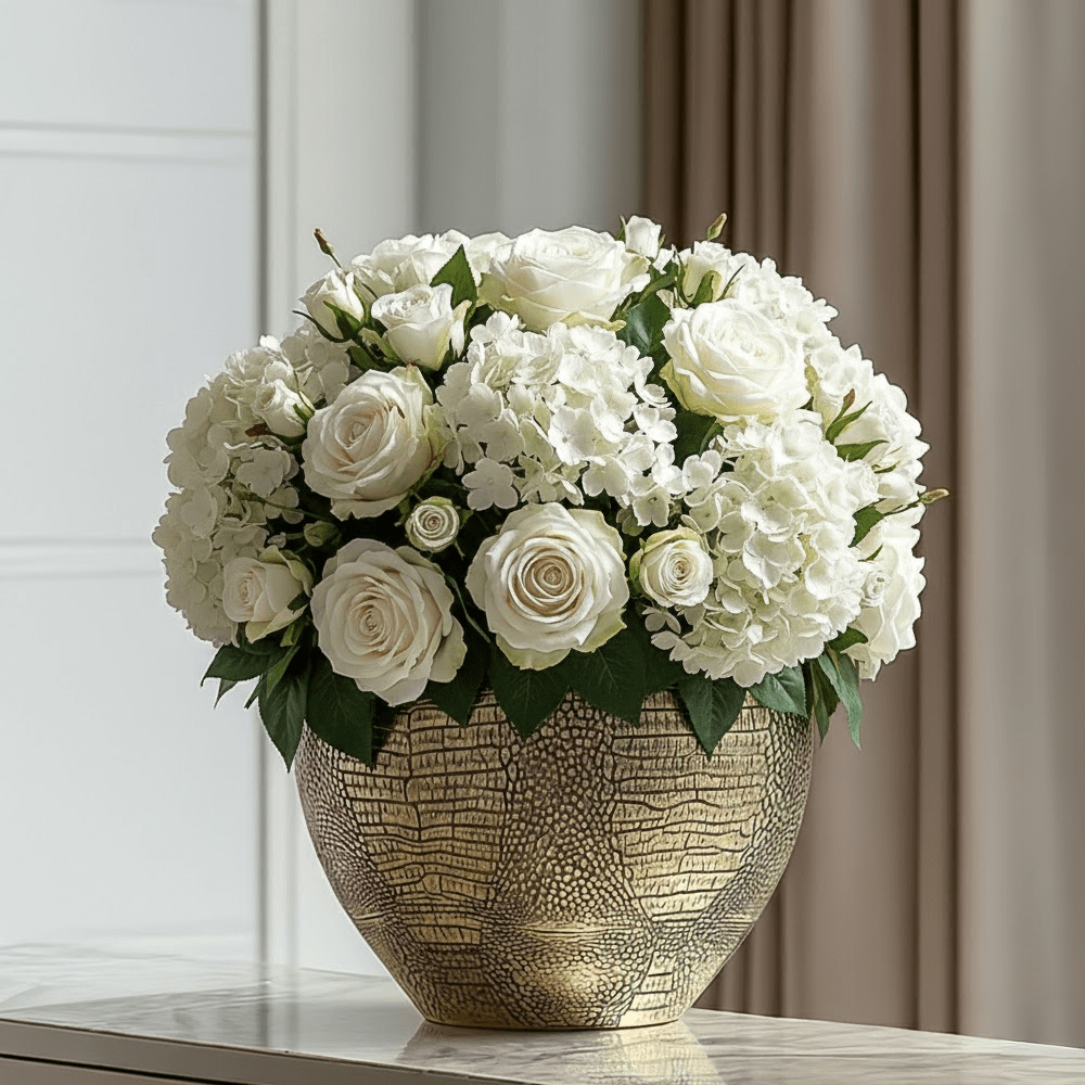 Adeta Crocodile Print Gold Statement Vase