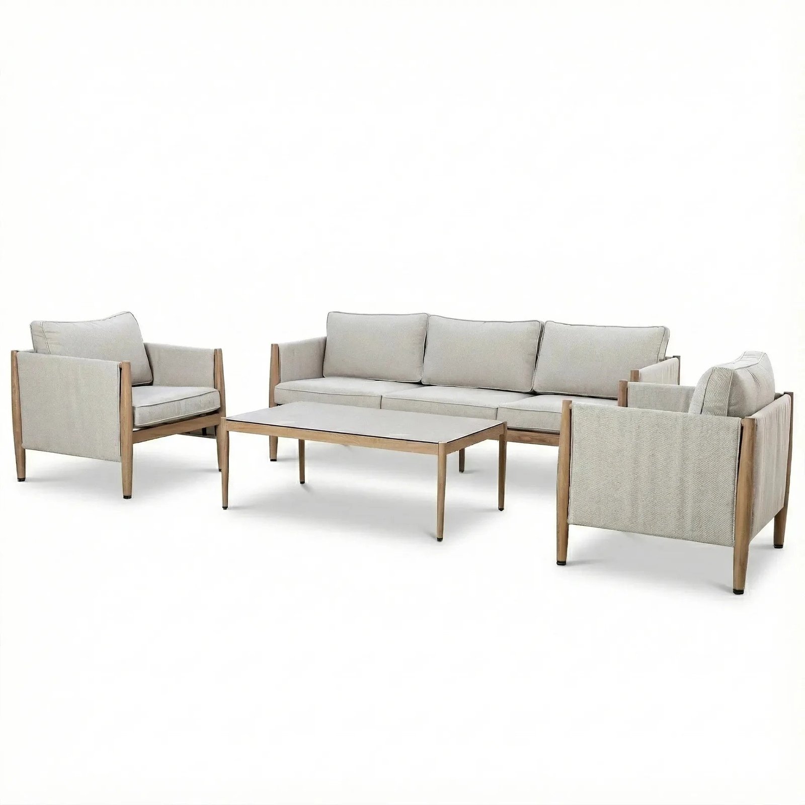Adria Almond Upholstered Outdoor Lounge Set- Seats 5