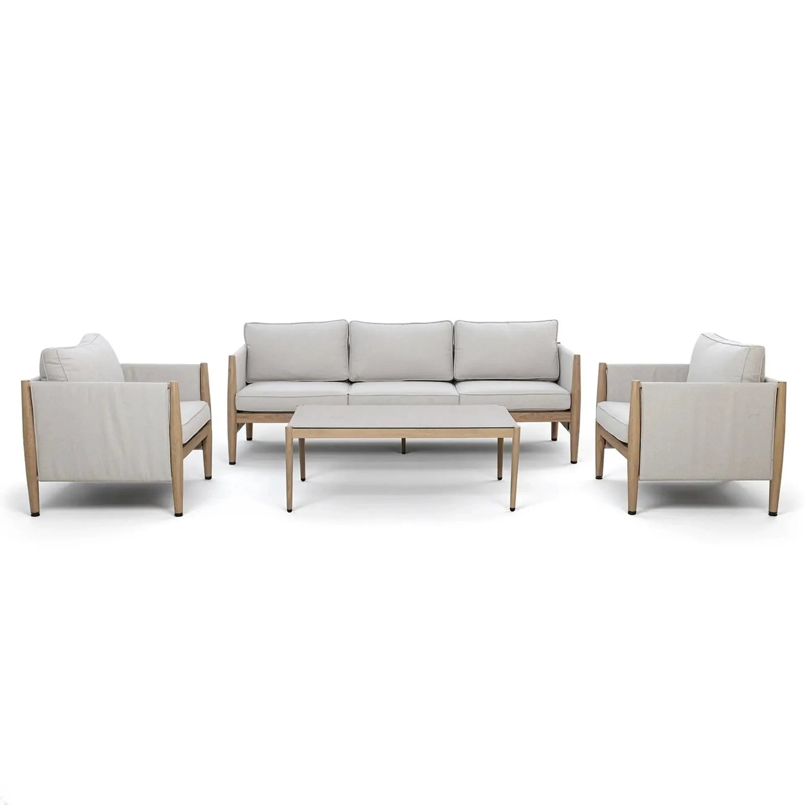 Adria Almond Upholstered Outdoor Lounge Set- Seats 5