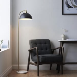 Aimee Black & Gold Task Floor Lamp with Marble Base