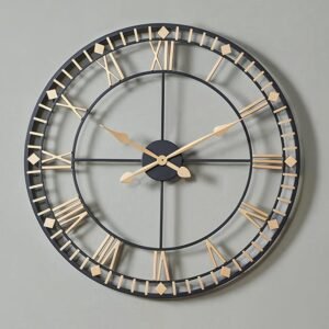 Aimee Large Antique Bronze & Gold Metal Round Wall Clock