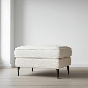 Alaina Cloud Bouclé Footstool with Black Legs