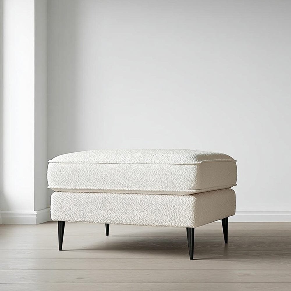 Alaina Cloud Bouclé Footstool with Black Legs