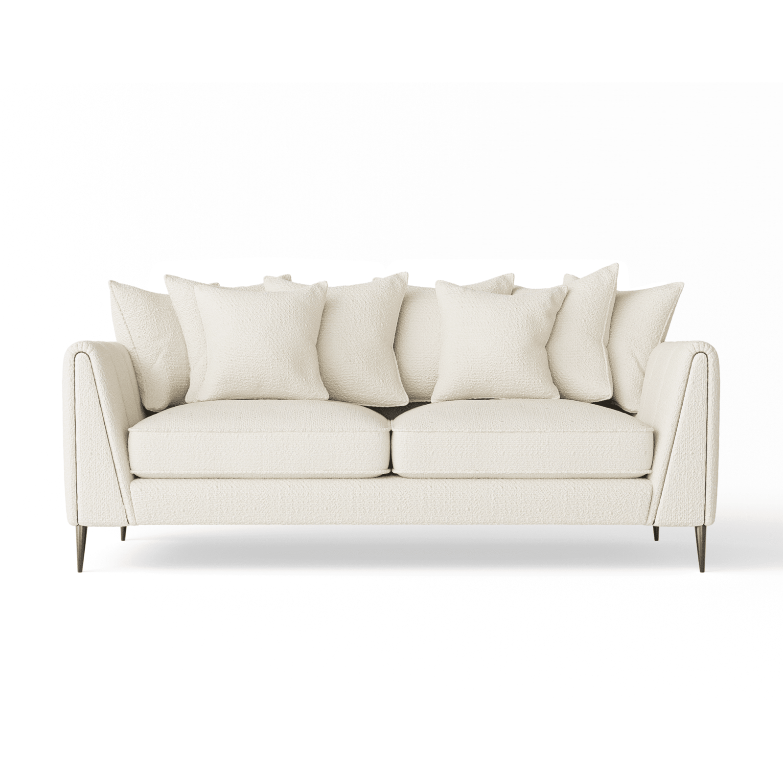 Alaina Cloud Bouclé Scatter Back 3 Seater Sofa with Black Legs