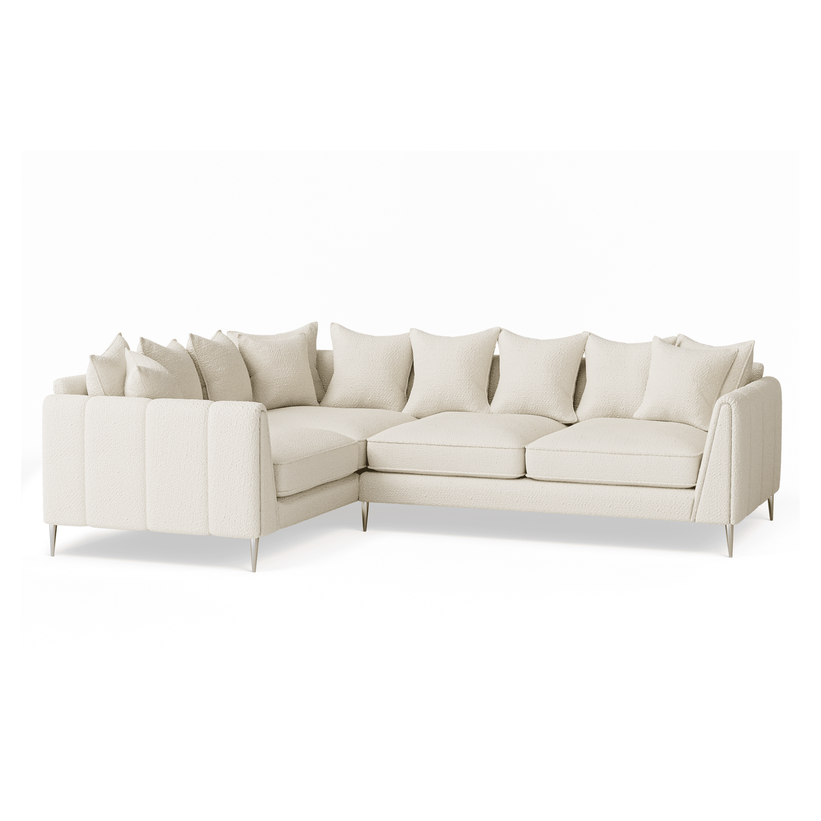 Alaina Cloud Bouclé Scatter Back Left Hand Facing Corner Sofa with Silver Legs