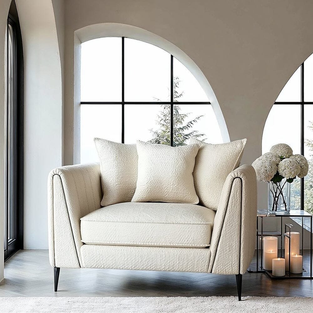 Alaina Cloud Bouclé Sofa Range with Black Legs