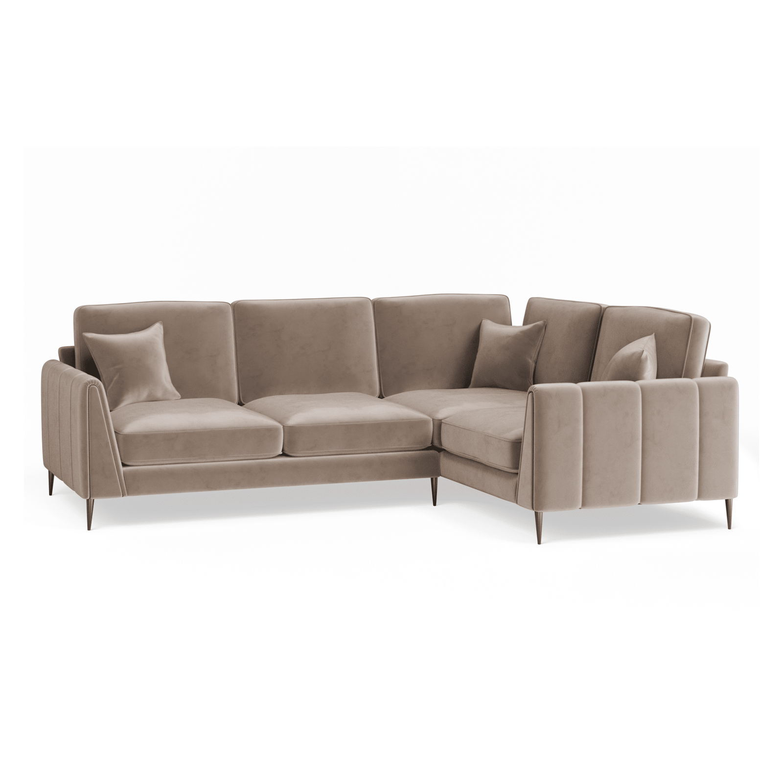 Alaina Mink Velvet Right Hand Facing Corner Sofa with Black Legs