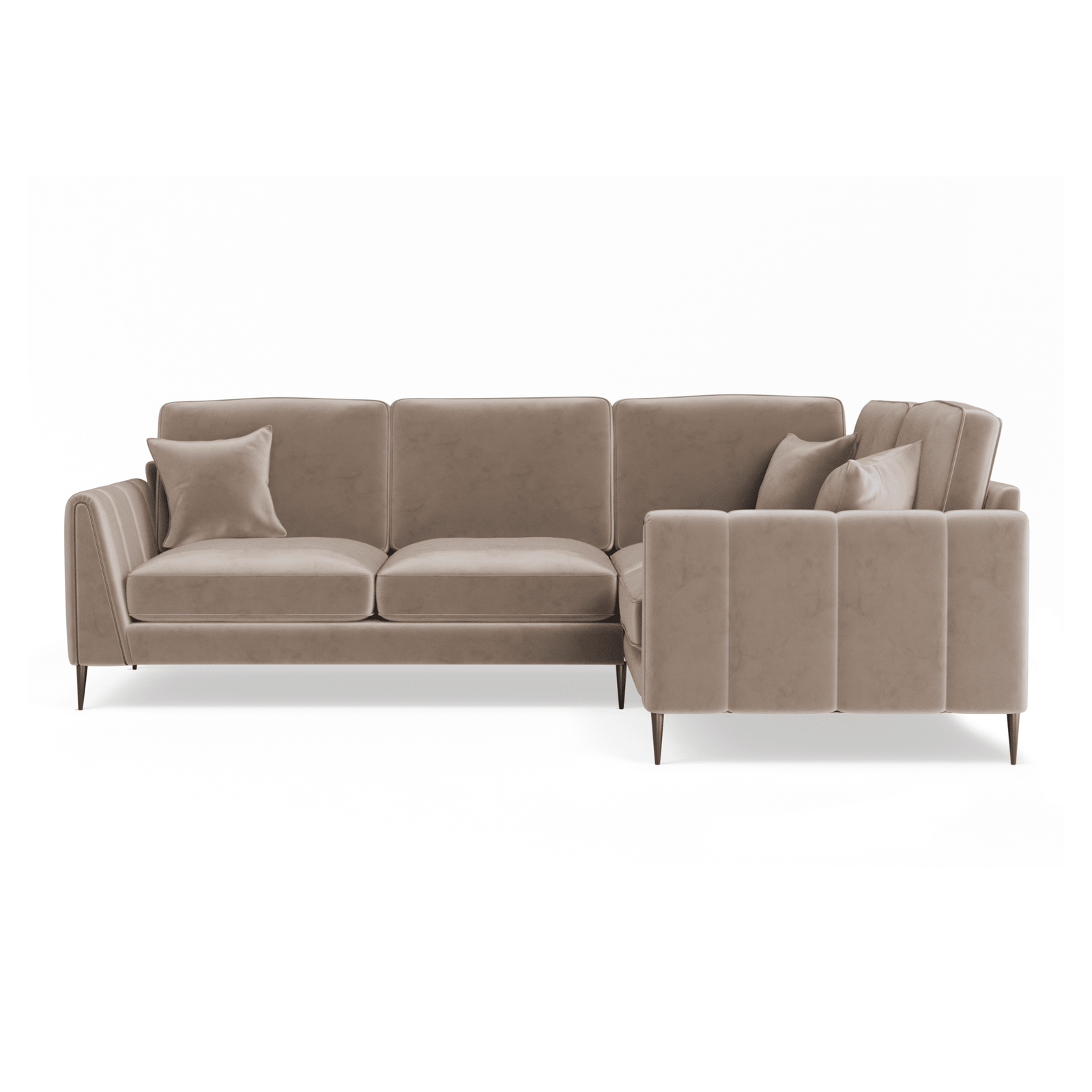 Alaina Mink Velvet Right Hand Facing Corner Sofa with Black Legs