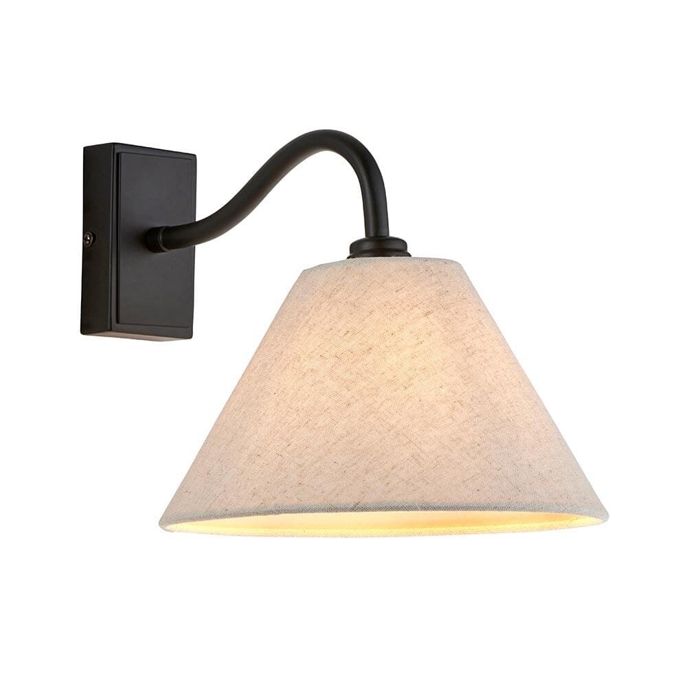 Alba Black Wall Lamp with Ivory Shade