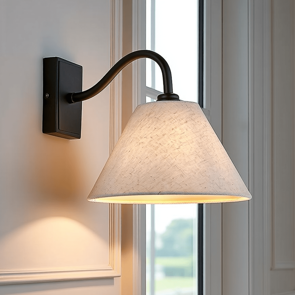 Alba Black Wall Lamp with Ivory Shade