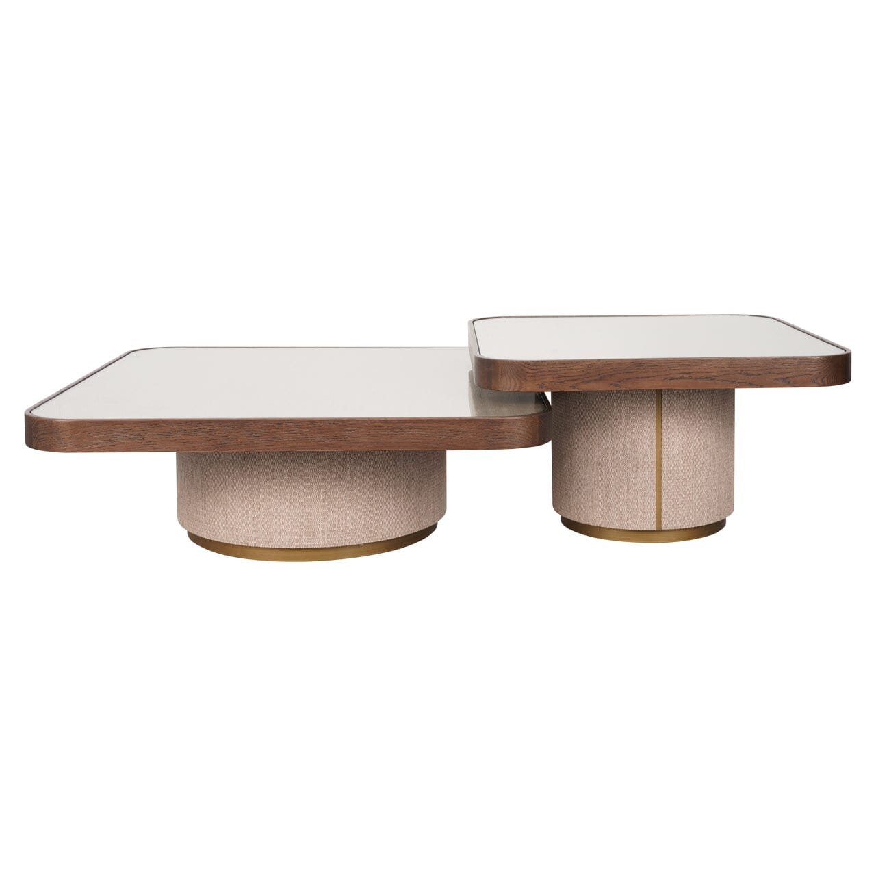 Alexandra Luxury Linen & Dark Brown Oak Coffee Tables - Set of 2