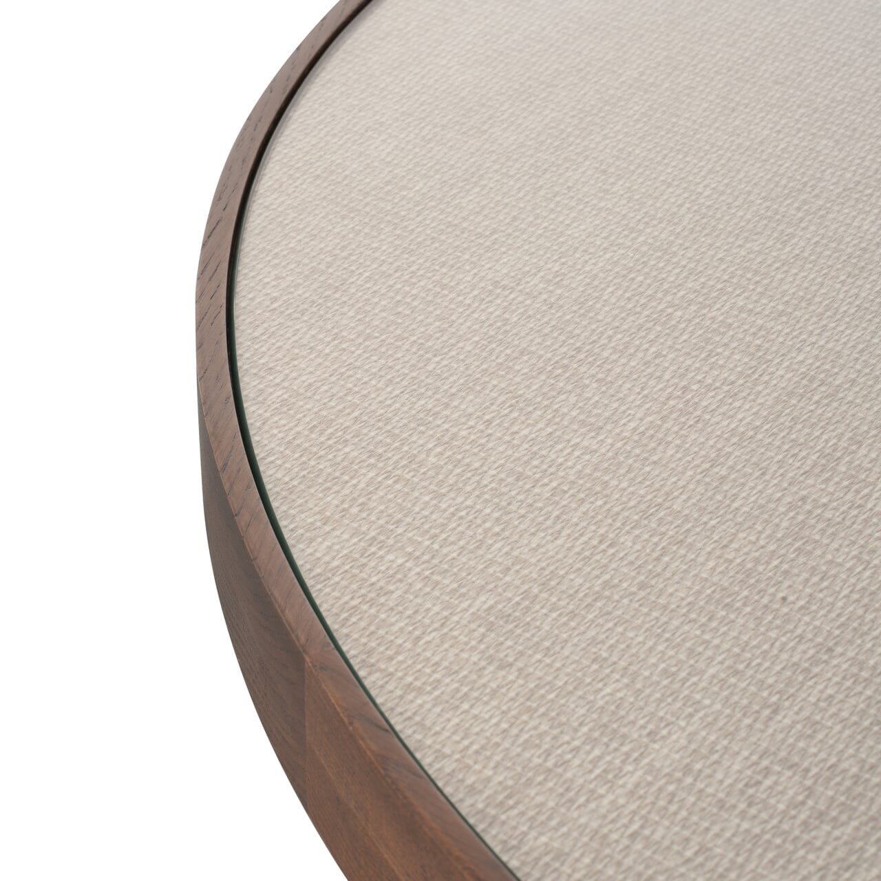 Alexandra Luxury Linen & Dark Brown Oak Round Dining Table
