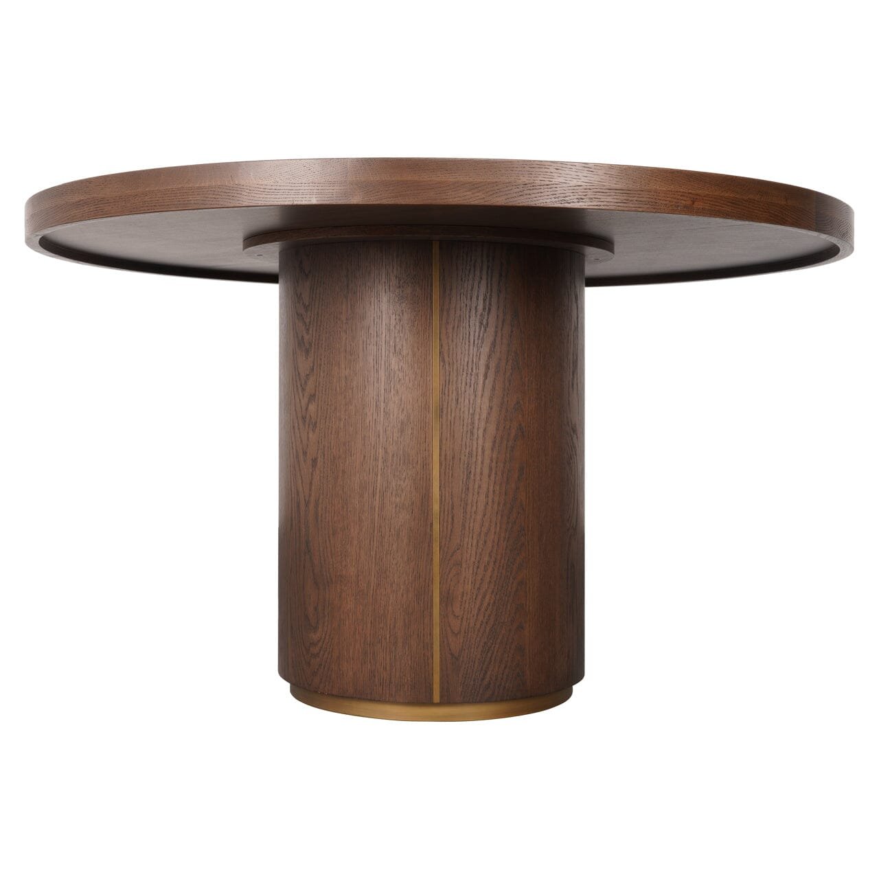 Alexandra Luxury Linen & Dark Brown Oak Round Dining Table