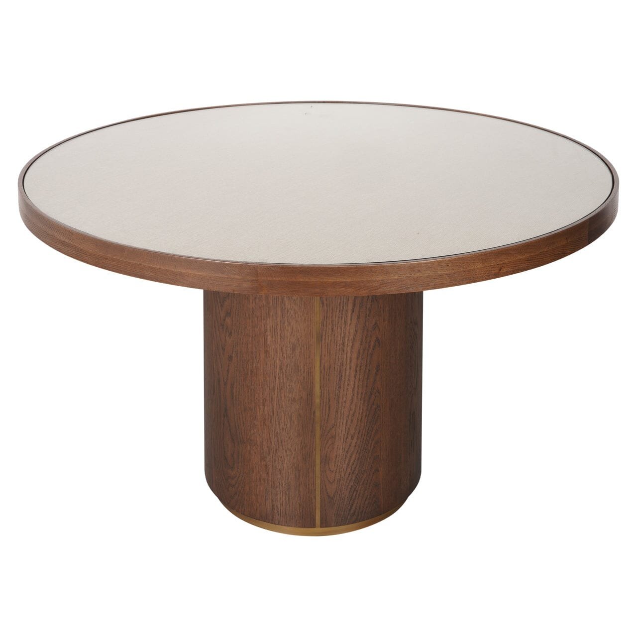 Alexandra Luxury Linen & Dark Brown Oak Round Dining Table