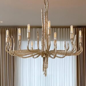 Alicia Champagne Gold Large Statement 6 Light Pendant Ceiling Light