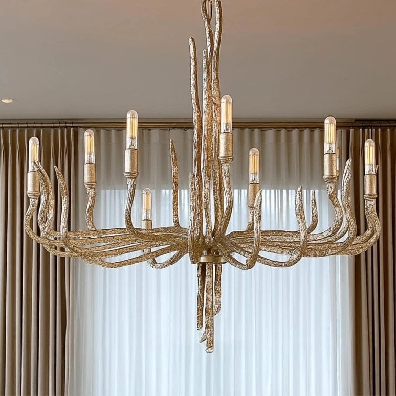 Alicia Champagne Gold Large Statement 6 Light Pendant Ceiling Light