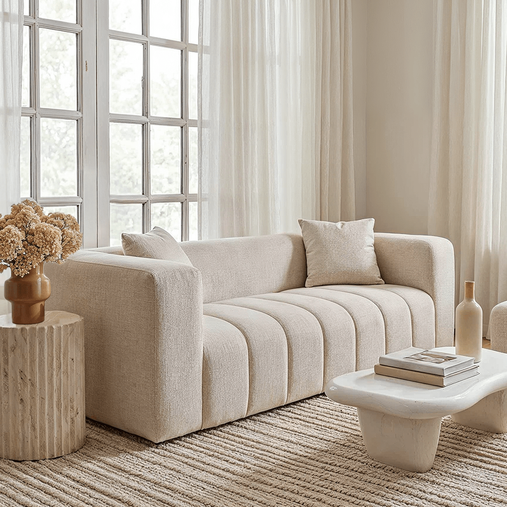 Allegra Oyster Textured 3 Seater Sofa
