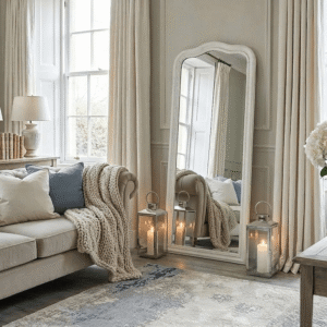 Alpar White Wooden Arch Leaner Mirror