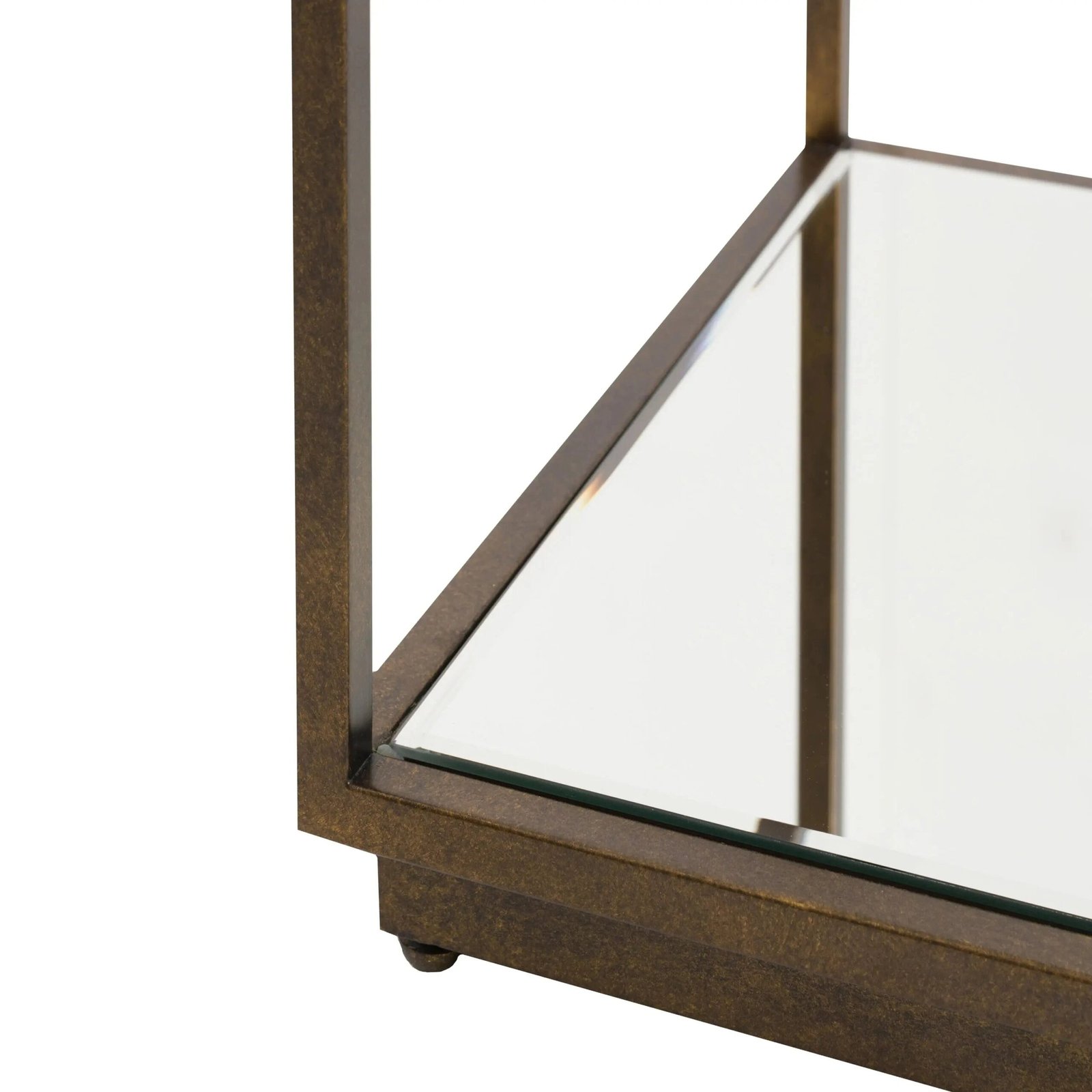 Alpha Bronze & Glass Side Table with Mirrored Shelf
