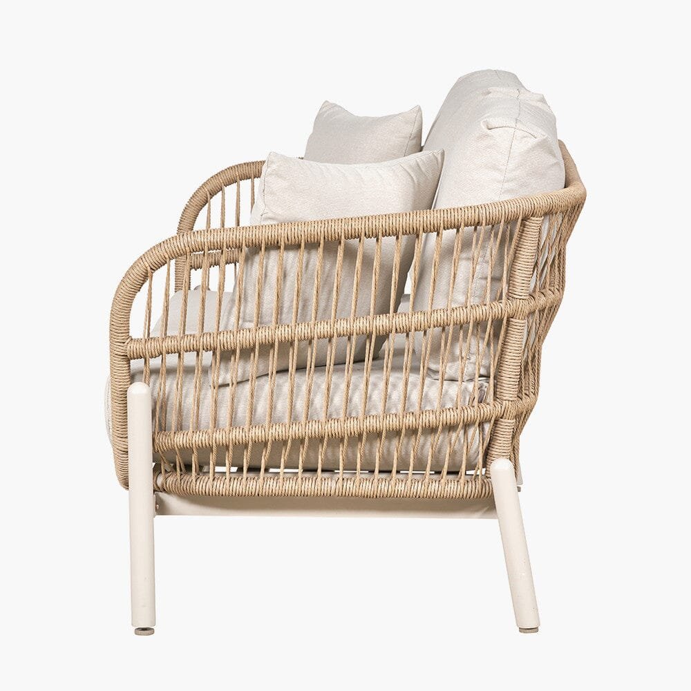 Amalfi Outdoor Cream & Natural Rope Weave 2 Seater Sofa