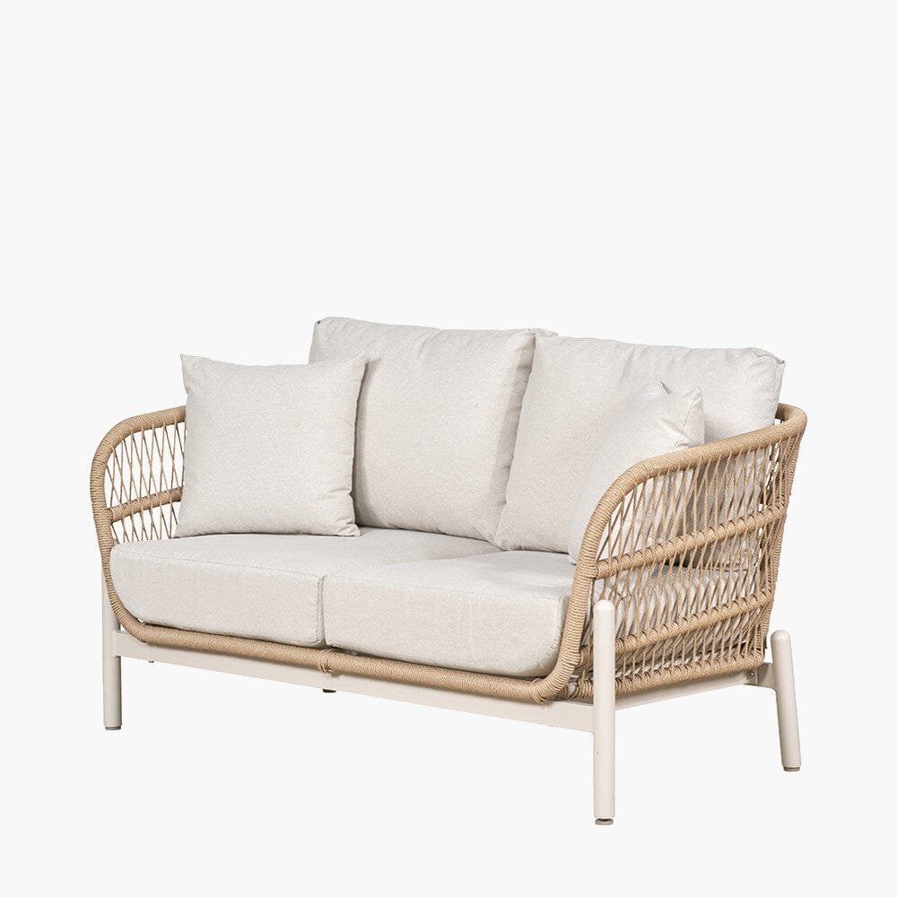 Amalfi Outdoor Cream & Natural Rope Weave 2 Seater Sofa