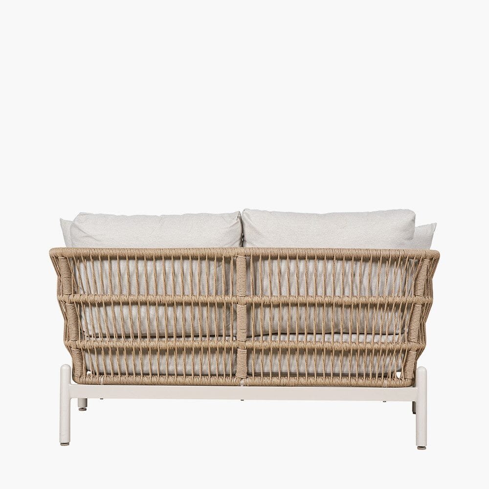 Amalfi Outdoor Cream & Natural Rope Weave 2 Seater Sofa
