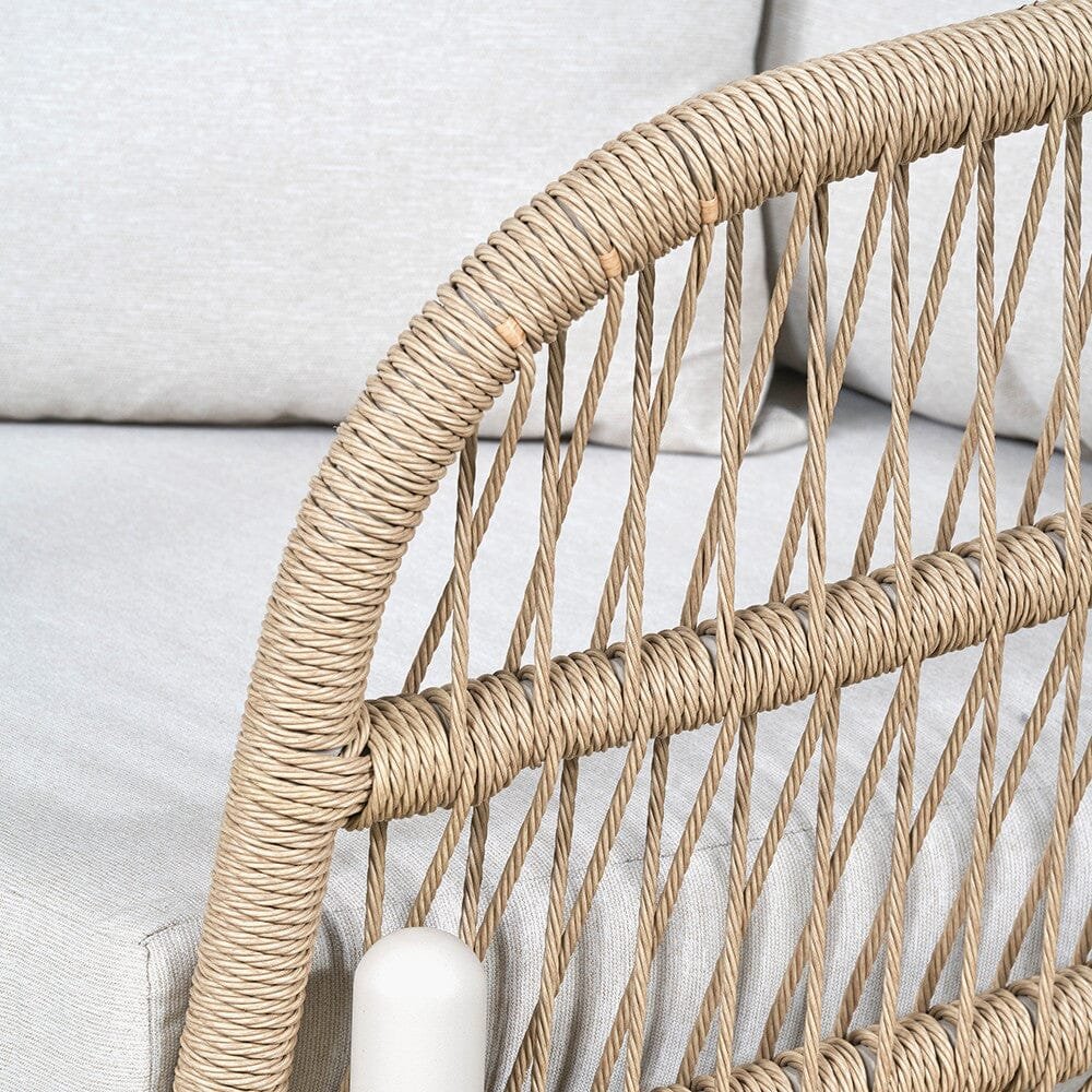 Amalfi Outdoor Cream & Natural Rope Weave 2 Seater Sofa