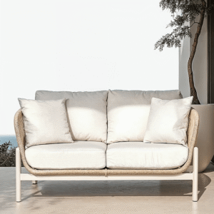 Amalfi Outdoor Cream & Natural Rope Weave 2 Seater Sofa