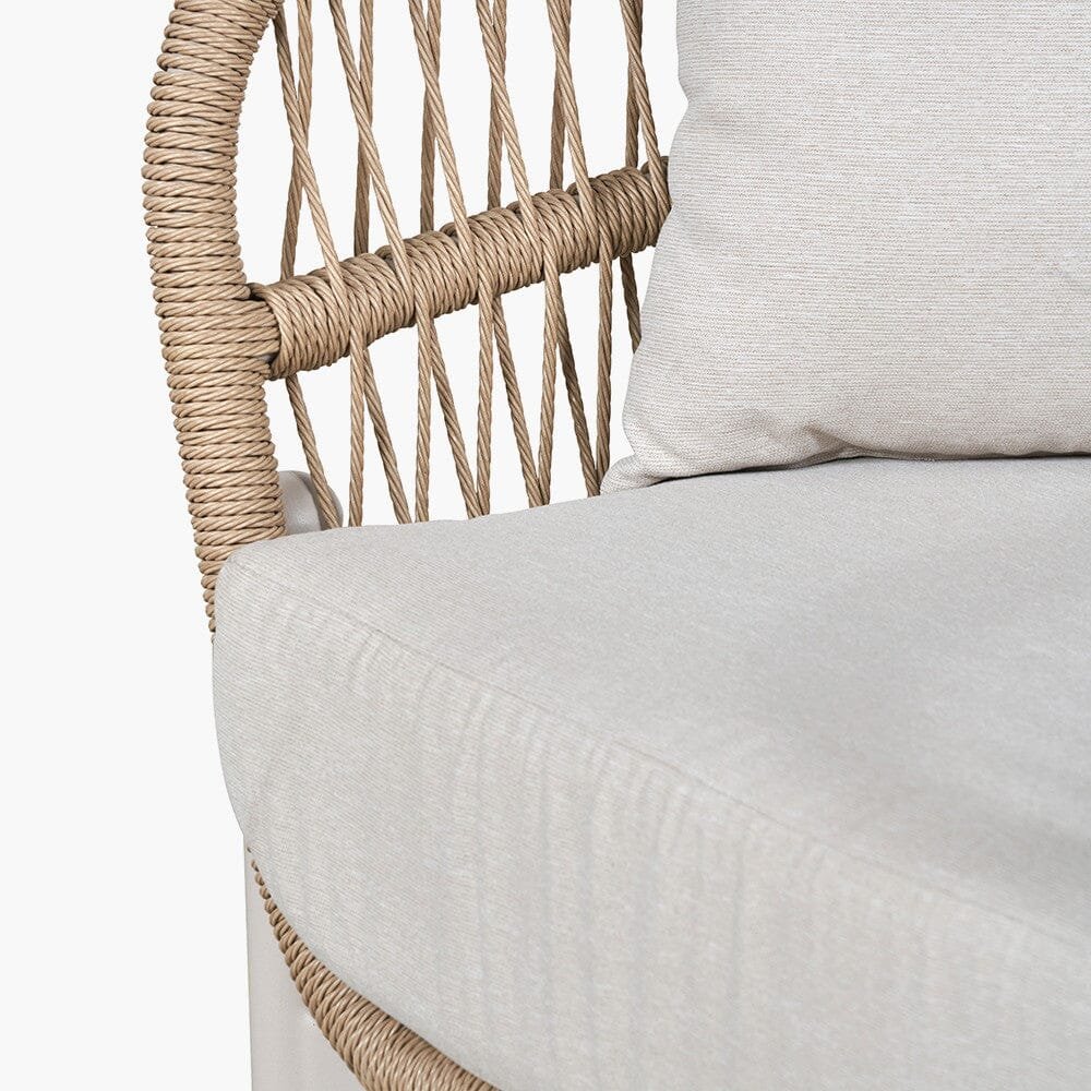 Amalfi Outdoor Cream & Natural Rope Weave 2 Seater Sofa