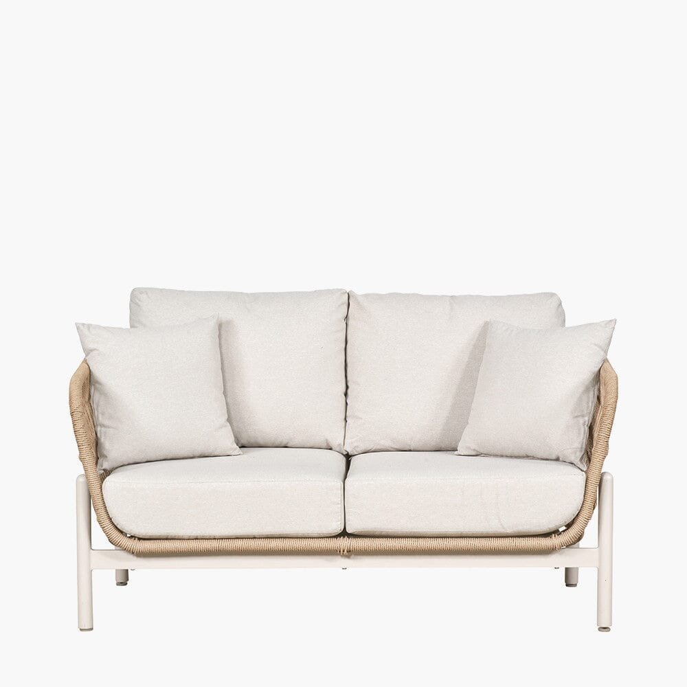 Amalfi Outdoor Cream & Natural Rope Weave 2 Seater Sofa
