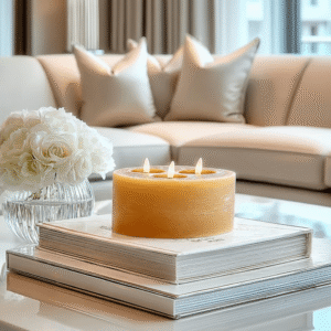 Amber Realistic 3 Wick LED Candle - 15cm