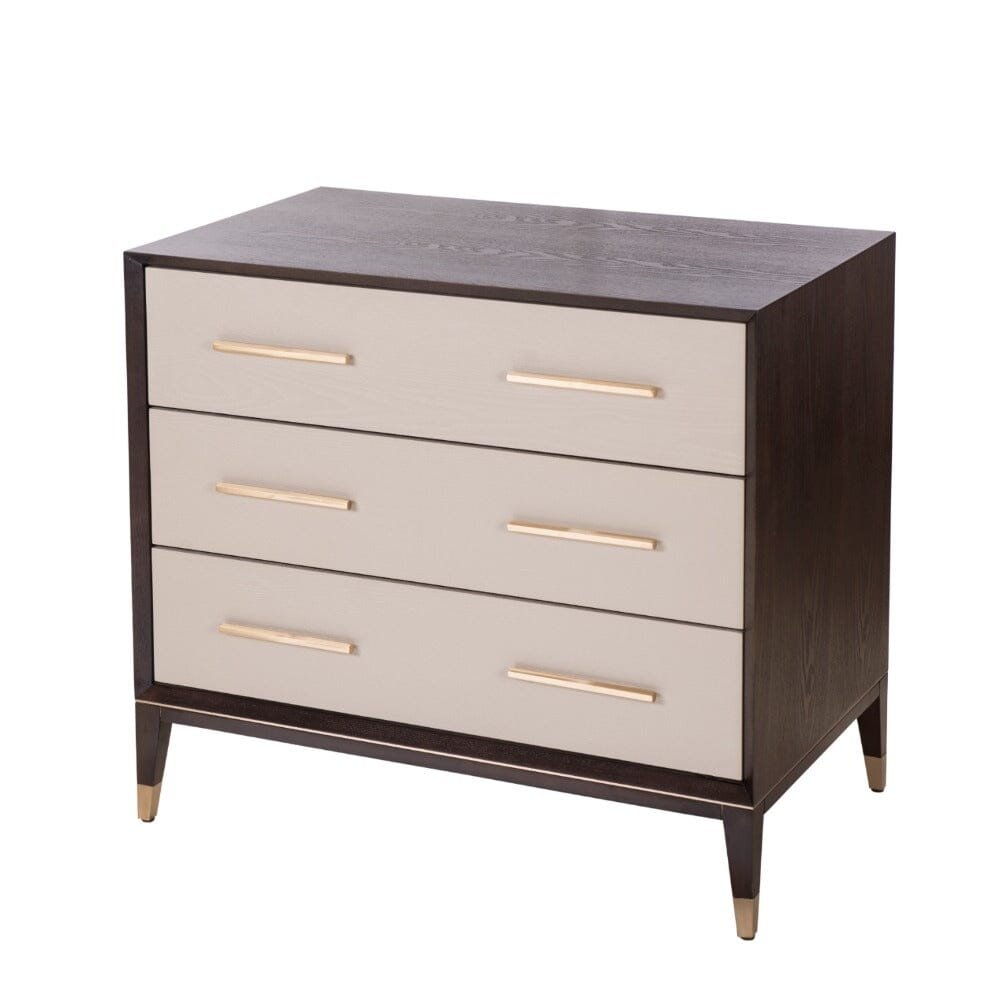 Amora Dark Wood 3 Drawer Chest with Brass Details