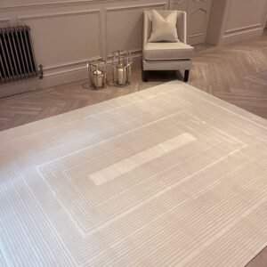 Amoria Champagne & Ivory Textured Geometric Rug