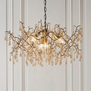 Anais Gold Branch Chandelier with Glass Droplets