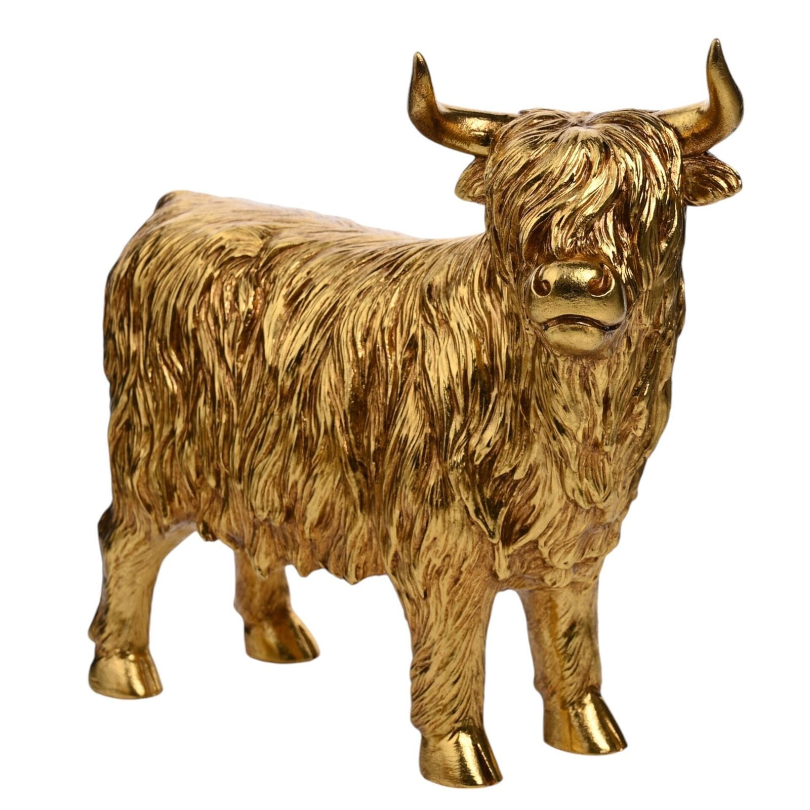 Angus Large Gold Highland Cow Ornament