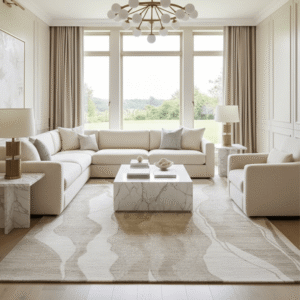 Anya Beige Abstract Wave Rug